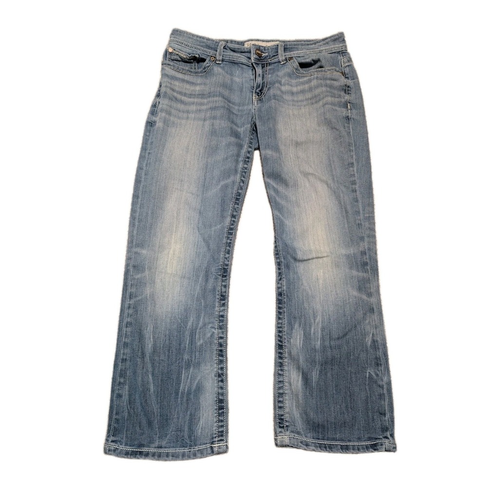BKE Buckle Womens Jeans Size 29x25 Blue Payton Cutt Off Low Rise Y2K Heavy Stitc